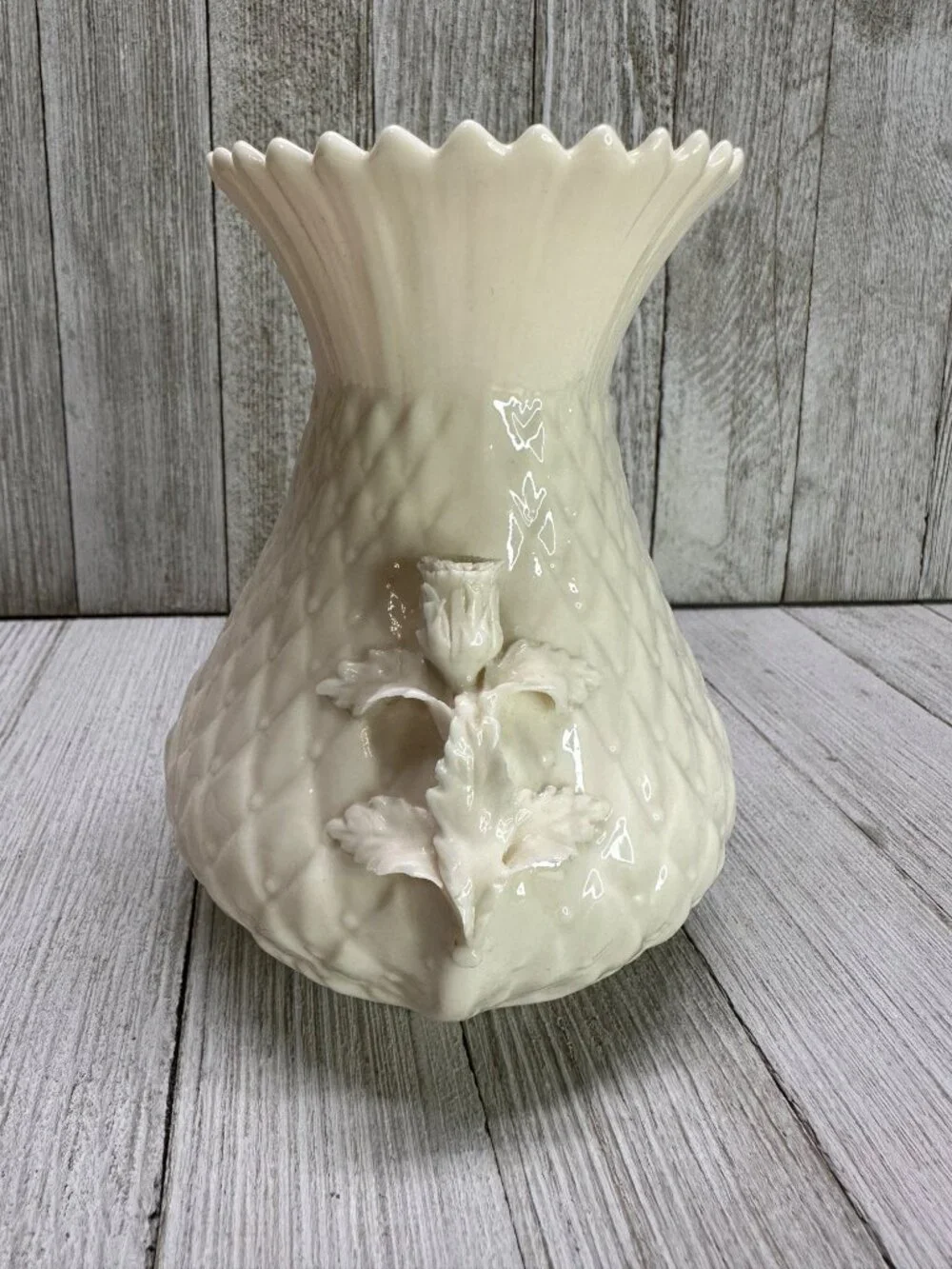 Vtg Belleek Irish Porcelain Thistle Vase 5th Green Mark MCM #0857 5
